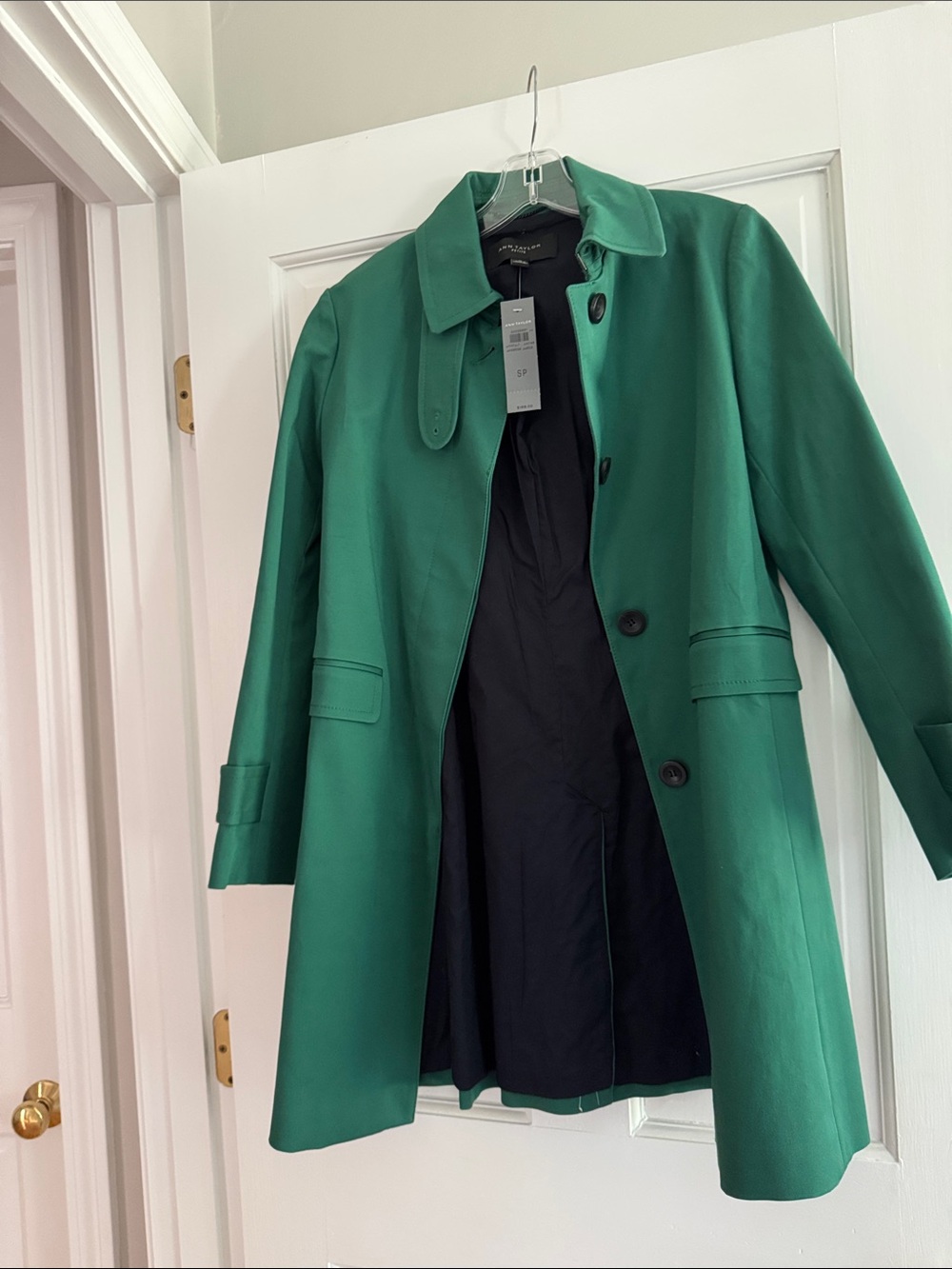 Ann Taylor Green Women's Trench Coat - size small petite